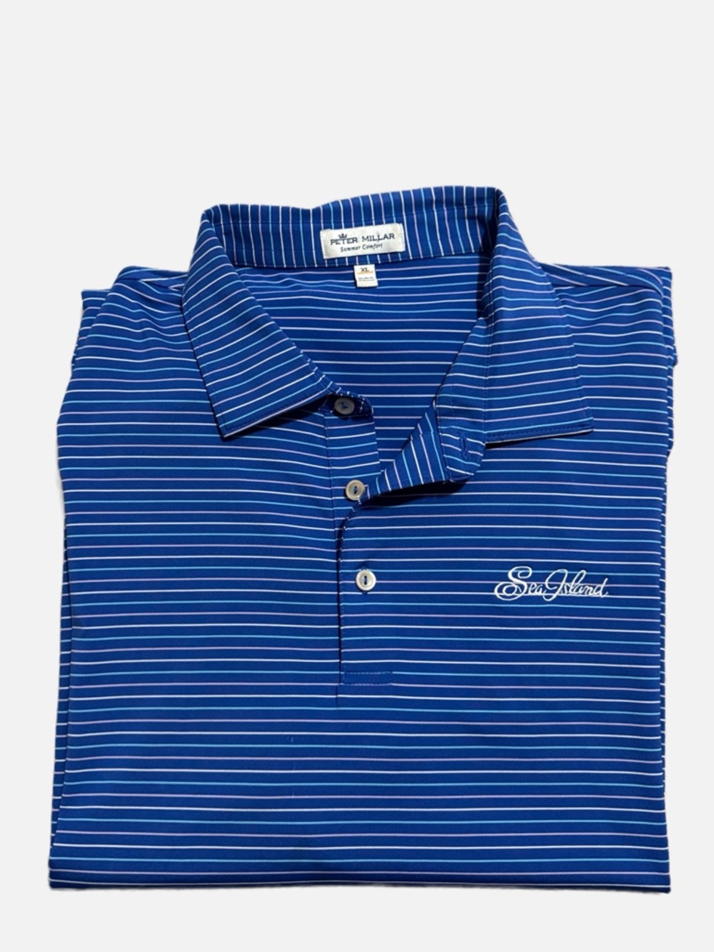 Peter Millar Mens Size XL Blue Striped Summer Comfort Golf Polo Performance Top